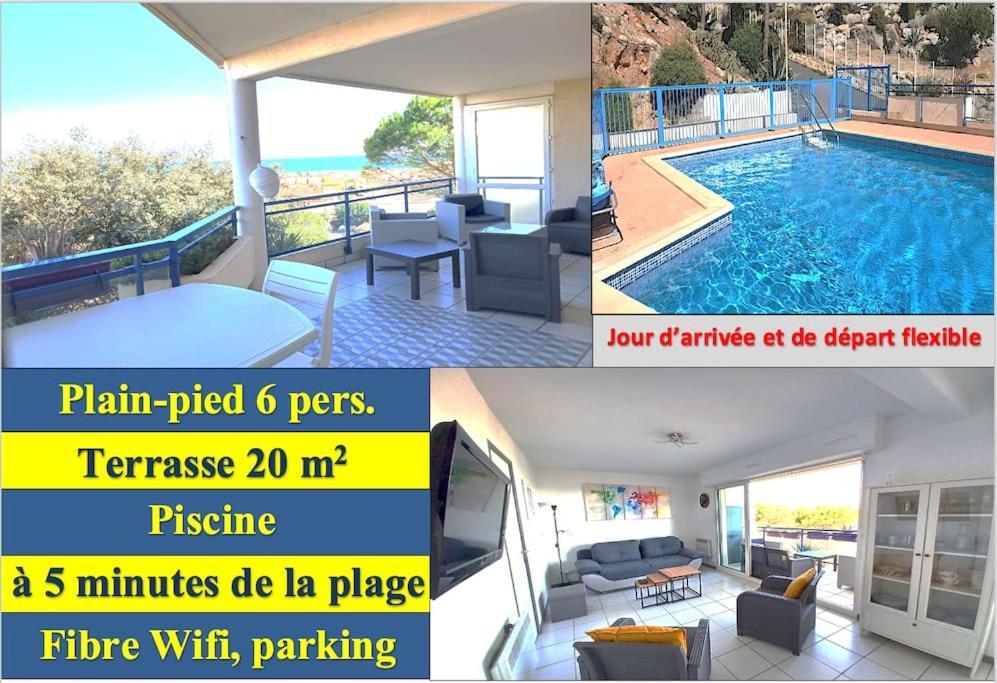Plain-Pied, Terrasse, Piscine, Pleine Vue Mer, Plage A 6' A Pied, Parking, Wifi Fleury (Aude) Exterior foto